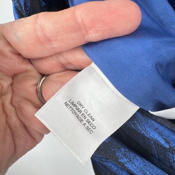 Anne Klein Blue Plaid Fit & Flare Belted Midi Dress Cap Sleeve Faux Wrap Size 2 - Picture 10 of 11